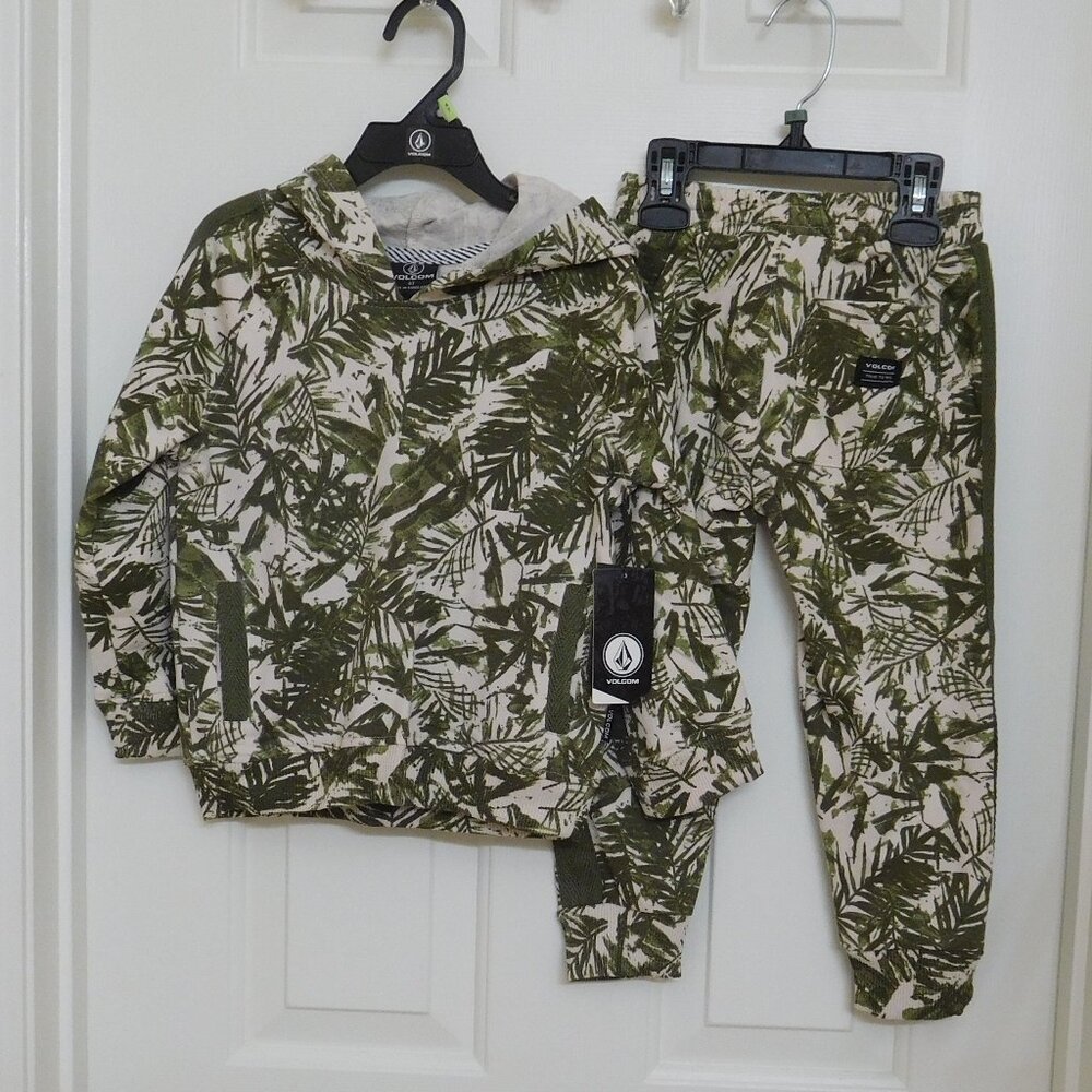 NWT 2pc Volcom Tropical Print Hoodie & Joggers Set Hooded Sweatshirt sz 24 Mos